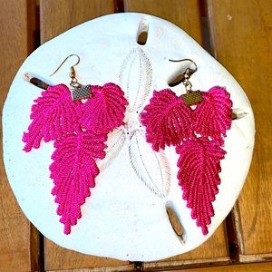 Adorable pink fabric earrings!